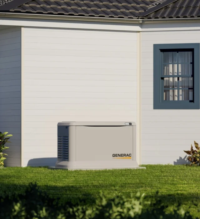 Generac generator installation next to home in fate, tx