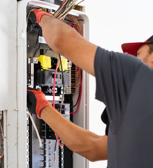 Electrician installing a SPAN electric panel for homeowner in texas