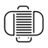 Simple icon of a suitcase with a handle and a combination lock.