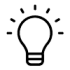 Icon of a light bulb with rays emanating from it, symbolizing an idea or illumination.