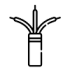 Icon of a cable with three exposed, separated wires extending from a cylindrical base.